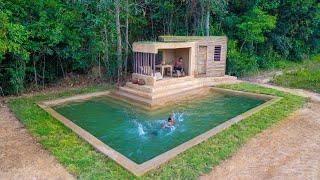 Jungle Survival Build The Most Beautiful Bamboo Villa With Around Swimming Pool By Ancient Skills