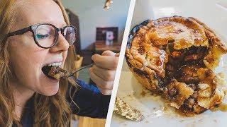 English Food - Tasting DELICIOUS English Pies + Staying in a Tiny House! (Cirencester, England)