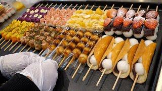 Best Japanese traditional sweets! Dango with various toppings - Japanese street food