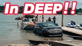 SUV Goes In DEEP At The Boat Ramp!