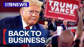 Donald Trump back on campaign trail after second assassination attempt | 9 News Australia