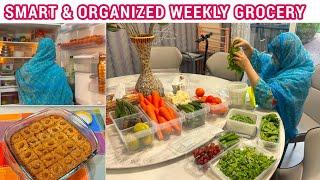 ‍️How To Stay Organized With Weekly Grocery For Freshness |My Favourite BASBOUSA Recipe|Dubai Vlog