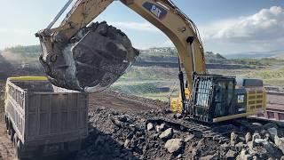 Caterpillar 352F Excavator Loading Mercedes And MAN Trucks With Coal - Ascon Ltd