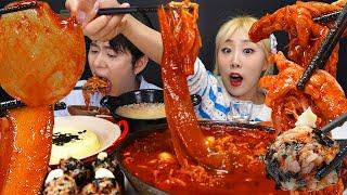 SUB)ASMR MUKBANG 역대급 핵매운 매운국물닭발3탄! 쫠깃 둥근당면+분모자+쏘주까지! Dakbal! Spicy Chicken Feet & soju!