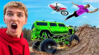 My Brother JUMPED A MONSTER TRUCK on his DIRTBIKE!!