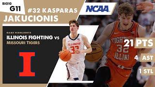 KASPARAS JAKUCIONIS 21 PTS Illinois Illini vs Missouri Tigers Highlights