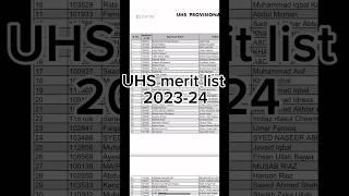 UHS merit list 2023-24|mbbs/bds |uhs provisional list#uhsmdcat #meritlist2023 #mdcat2023 #trending