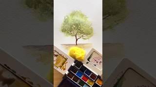 Easy Watercolor Trees w/  #watercolorpainting #arttutorial #watercolor #art