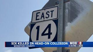 6 people die in head-on crash on Highway 14 in Winston County