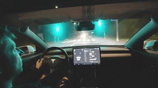 Tesla Model 3 Night Test Drive 2022 | 4K