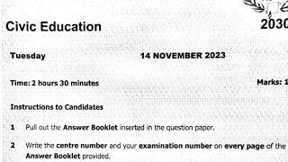 2023 Civic Education (Internal): Part B(i) questions and answers