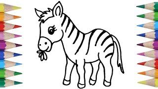 How to Draw Zebra for Kids | Simple Zebra Drawing | Step by Step Zebra for Beginners | #zebra