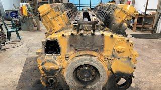 Tear Down of a 17,000 Pound V16 Caterpillar 3516 - 1800 Horsepower 69 Liter Diesel Engine