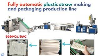 Fully automatic plastic straw making  machine and packaging  machine production line