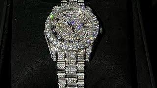 MASTER OF BLING:Iced out Presidential Day/Date watch fully iced out