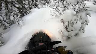 Breaking Trail Up To The Mountain After Snowstorm