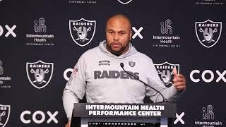 Raiders' Antonio Pierce speaks to media ahead of Sunday's game against Broncos