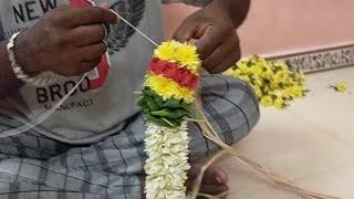 how to tie sampangi flower garland Sampangi poo malai kattuvathu eppadi சம்பங்கி மாலை Garland design