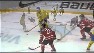 Sweden Shoots The Puck Through Net 3 Times vs Canada