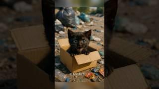 The Kitten Was Abandoned In A Box Just For Being Born Black.  #kitten