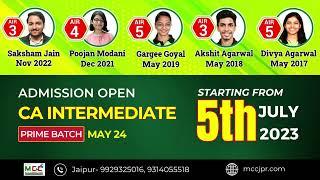 CA INTERMEDIATE SURE SUCCESS PRIME BATCH FOR MAY 2024 STARTS FROM 5th JULY 2023 | MCC