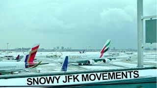 JFK Snow Day – Air India A350, Emirates A380, and More