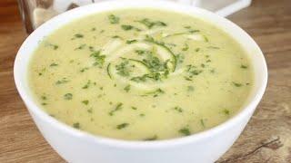 Zucchini soup recipe, delicious soup with zucchini and cheese, zucchini cream soup