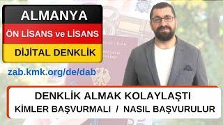 Ön Lisans Dijital Denklik Başvurusu | Zab Dab  | Anabinde Bölümü Olmayanlar İçin Denklik Yöntemi