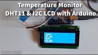 Temperature Monitor With DHT11 and I2C 20x4 LCD #ARDUINO