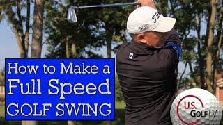 How to Make a Full Speed Golf Swing - Vertical Line Swing Lesson