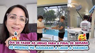 DIA DE FAZER AS UNHAS PARA O FINAL DE SEMANA+OS  MENINOS ME AJUDARAM A LAVAR A VARANDA!