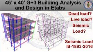 G+3 building complete Analysis and Design in Etabs | Seismic Analysis and design for G+3 building