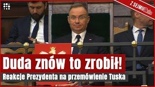 50 twarzy Andrzeja Dudy sezon drugi! Zaskakujące reakcje Prezydenta na przemówienie Tuska w Sejmie