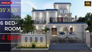 6 Bedroom House Design 3D |  6 BHK House Design | 2405 Sqft | 267 Gaj | Terrace Garden | ArchiEng