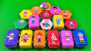 Digging Pinkfong in Hexagon Shapes, Suitcase with Rainbow CLAY Coloring! Satisfying Videos, ASMR