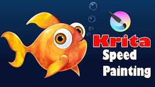 Krita Digital Drawing - Digital Illustration of Cute Goldfish - Speed Paint by Pallab Biswas