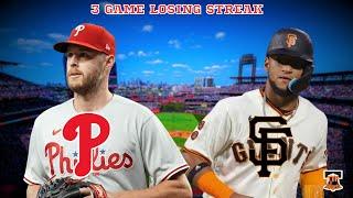 PHILLIES SHUT OUT IN EXTRA INNINGS AGAINST GIANTS!! 3 GAME LOSING STREAK!! OFFENSE HAS DISAPPEARED!