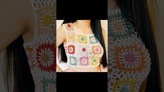 GRANNY SQUARE CROP TOP  - PASO A PASO #crochet  #fashion #handmade #summer