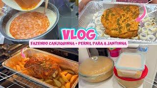 VLOG: FAZENDO UMA CANJIQUINHA DELICIOSA + PERNIL PARA A NOSSA JANTA!