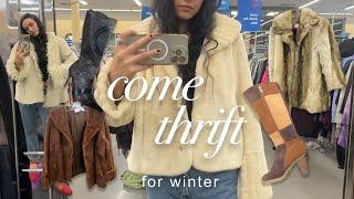 THRIFT WITH ME FOR WINTER / buying every fur jacket at the thrift store