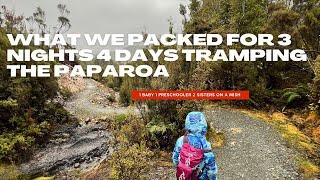 What we packed for 2 adults, 2 kids.  3 nights 4 days tramping trip/ hiking with little kids