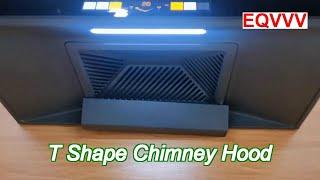 sleek led wall mounted t shaped chimney hood with touch control,model t-956c