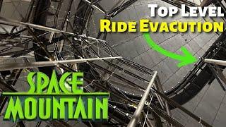 Space Mountain Ride Evacuation from Top Floor, Lights On | Emergency services called!