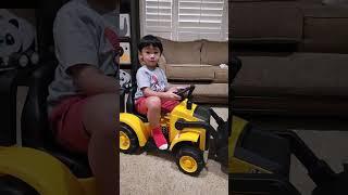 CAT Frontloader 6V Ride-On Toy by Kid Trax - a short demo. Toddler loves construction vehicle.