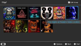 FNAF Into the Pit,FNAF Security Breach,FNAF Help Wanted,FNAF Ultimate Custom Night,Sister Location