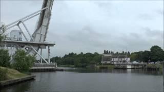 Bascule bridge opening: The Pegasus Bridge, Normandy, France.