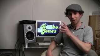 Marc JB from Bimbo Jones and his DBM50 monitors from Dynaudio Professional