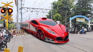 Kereta Api Panjang Commuteline Pada Berubah Lagi Jadi Kikiko Exe, Kereta Lamborghini VS Lakuku Exe !