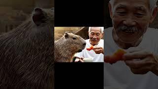 Ông lão và Capybara - Capy ăn thử trâu gác bếp #veo3 #viral #viralvideo #viralshorts #capybara