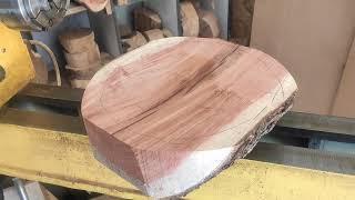 wood turning a carob wood bowl